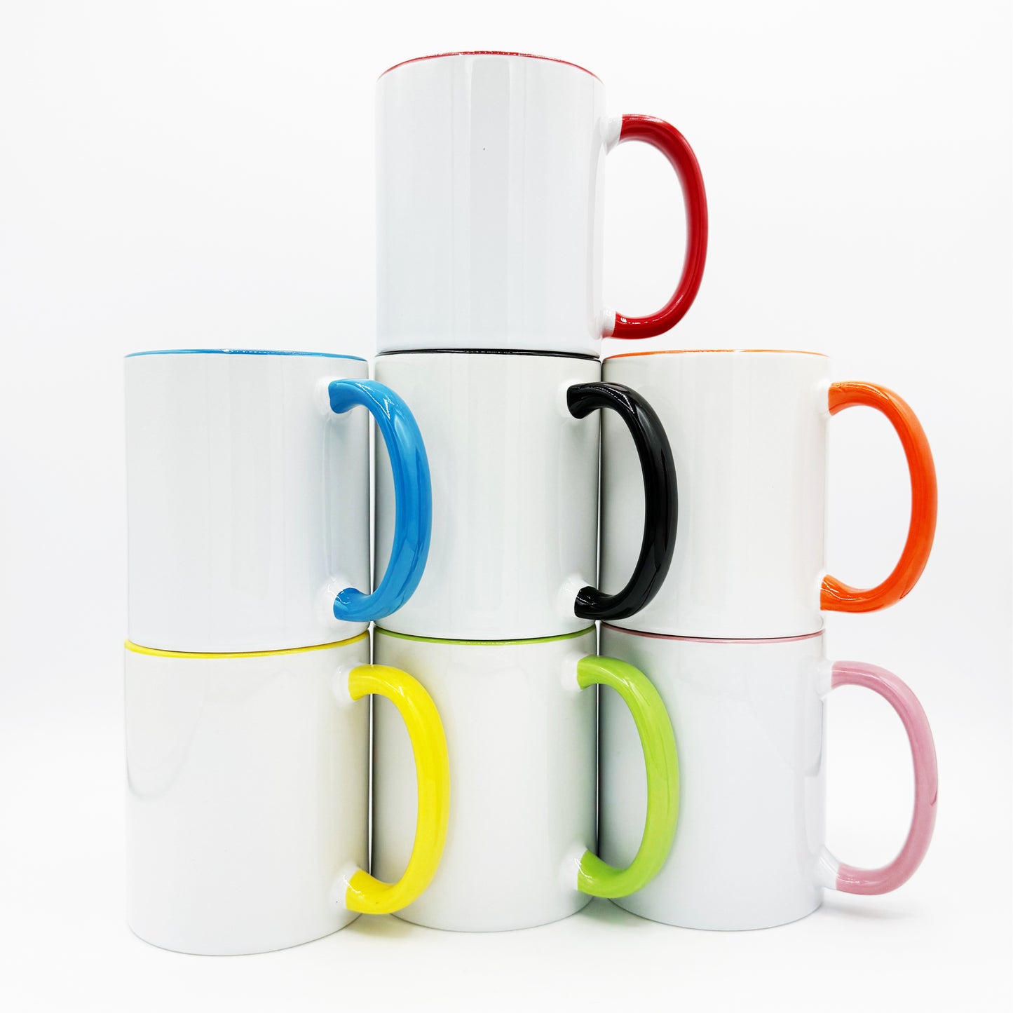 Ceramic coffee mug with colour handle - printed by Art wow Print