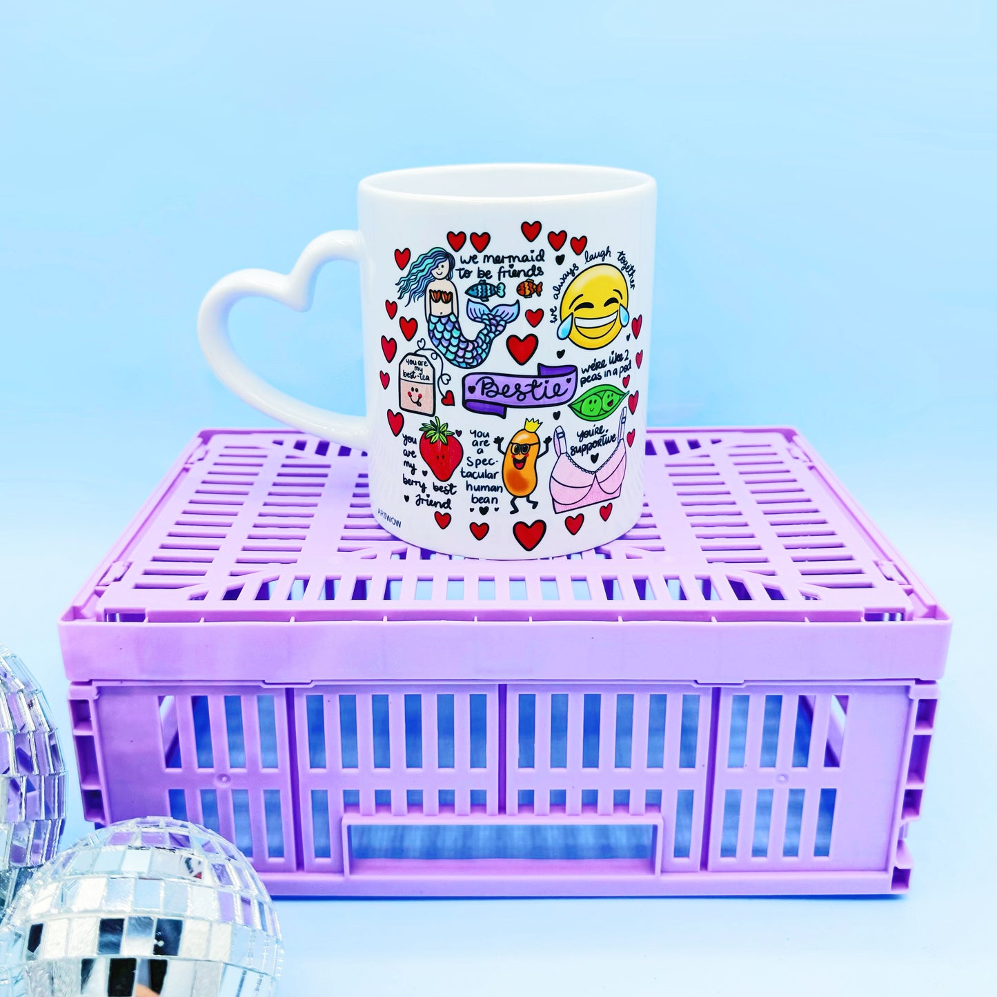 Custom printed mugs with heart handles