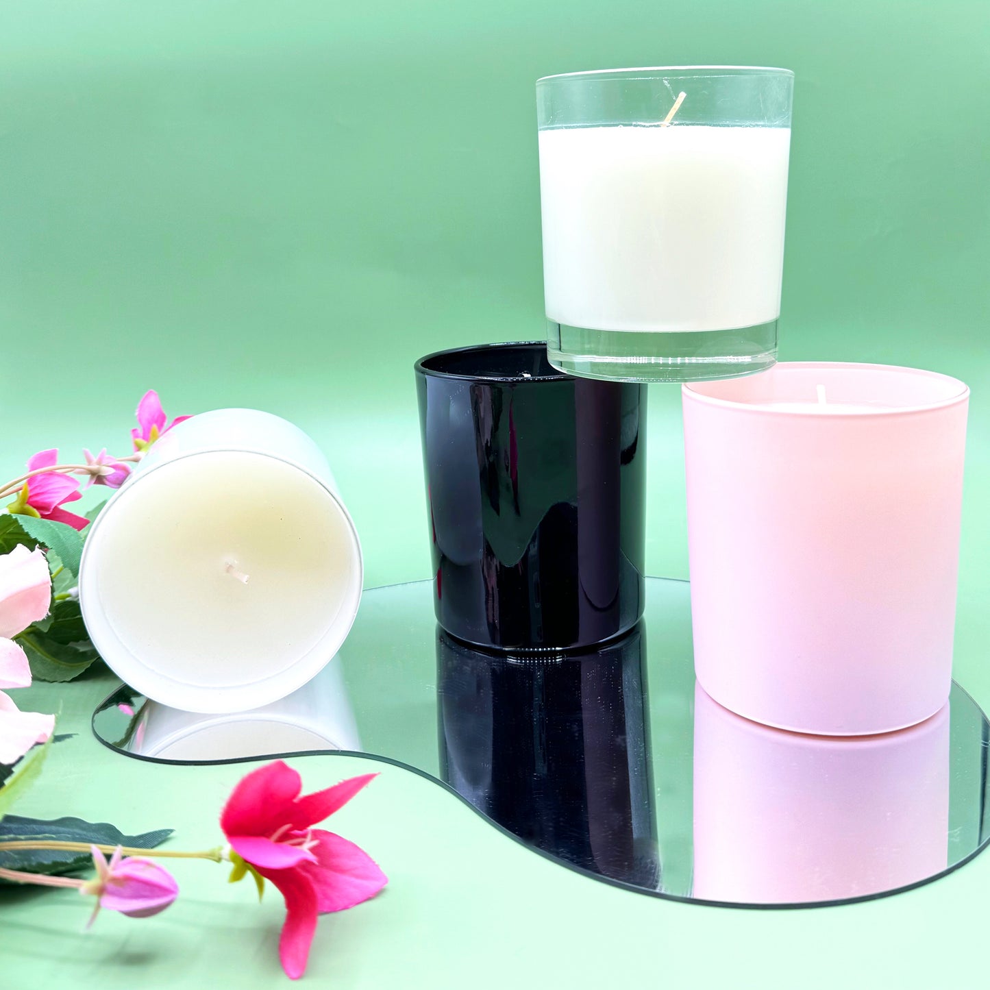 Luxury scented candles: vanilla, rose, lime and patchouli