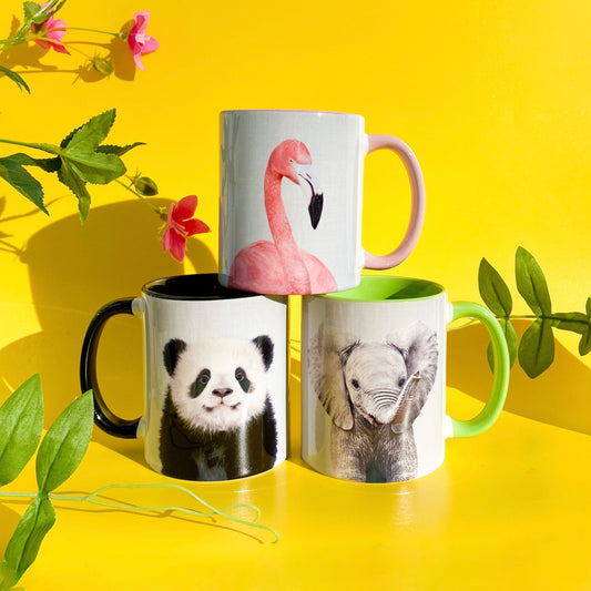 Personalised coffee mug with animal print