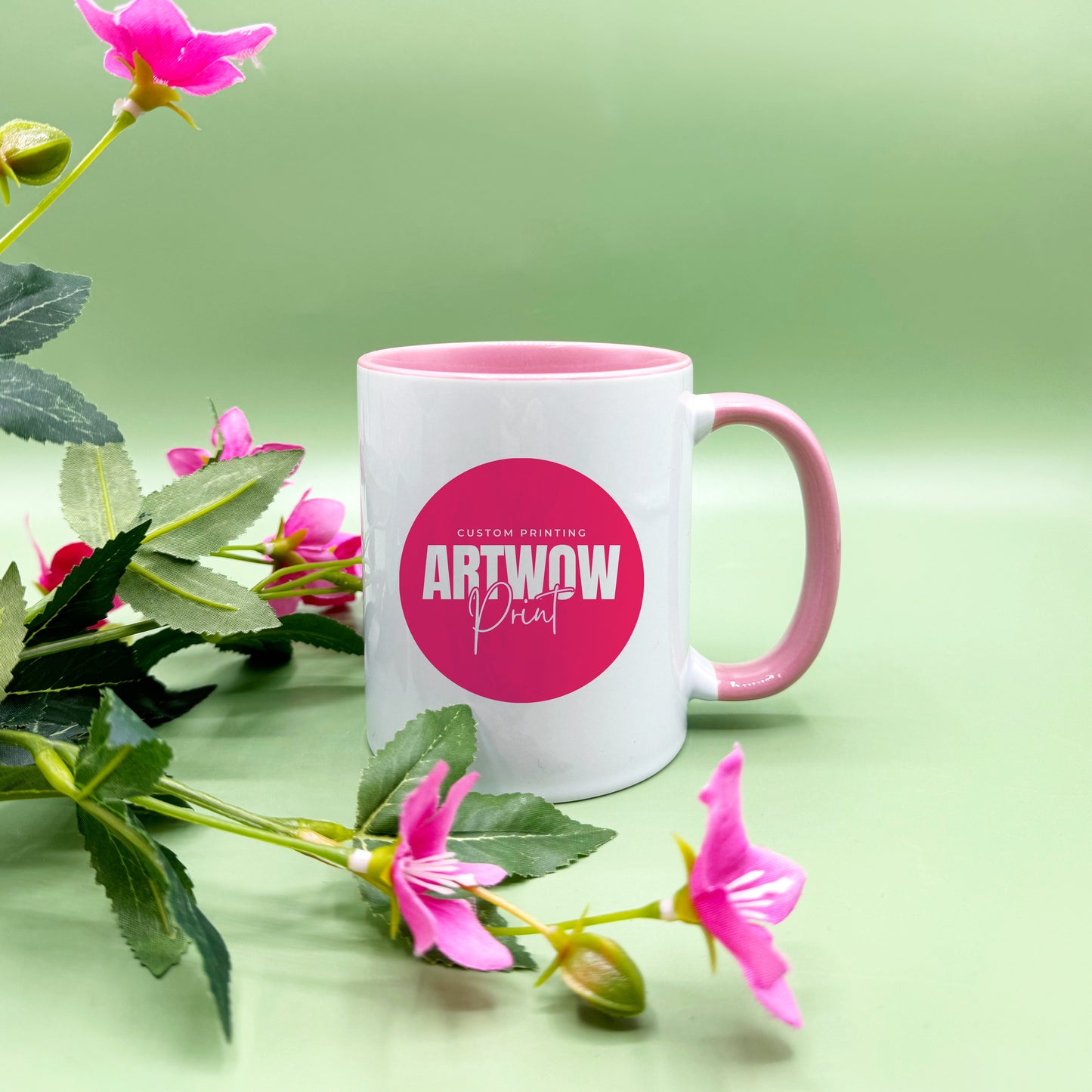 Unusual mugs with coloured handles